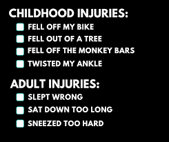 childhood injuries vs adult injuries